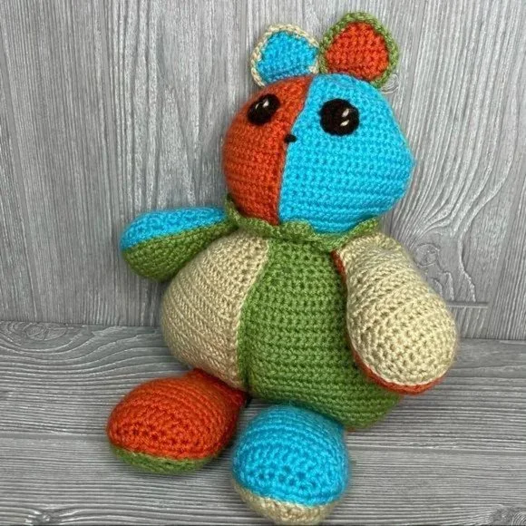 Handmade plush teddy bear / cat color block crochet animal - Picture 6 of 6